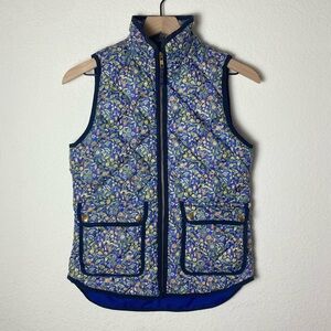 J. Crew X Liberty Fabric Excursion Quilted Down Blend Vest Catesby Floral Print